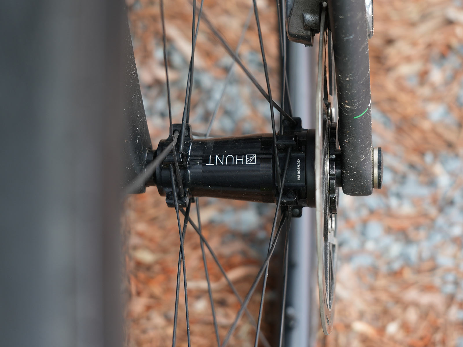 closeup details of hunt 44 aerodynamicist aero road bike wheels