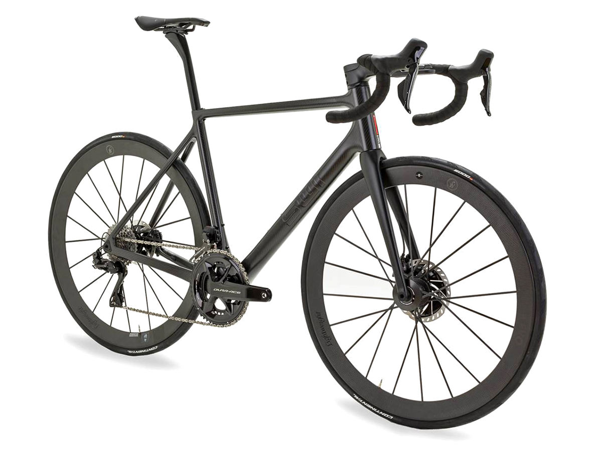 SWI Thrama lightweight carbon road bike, angled